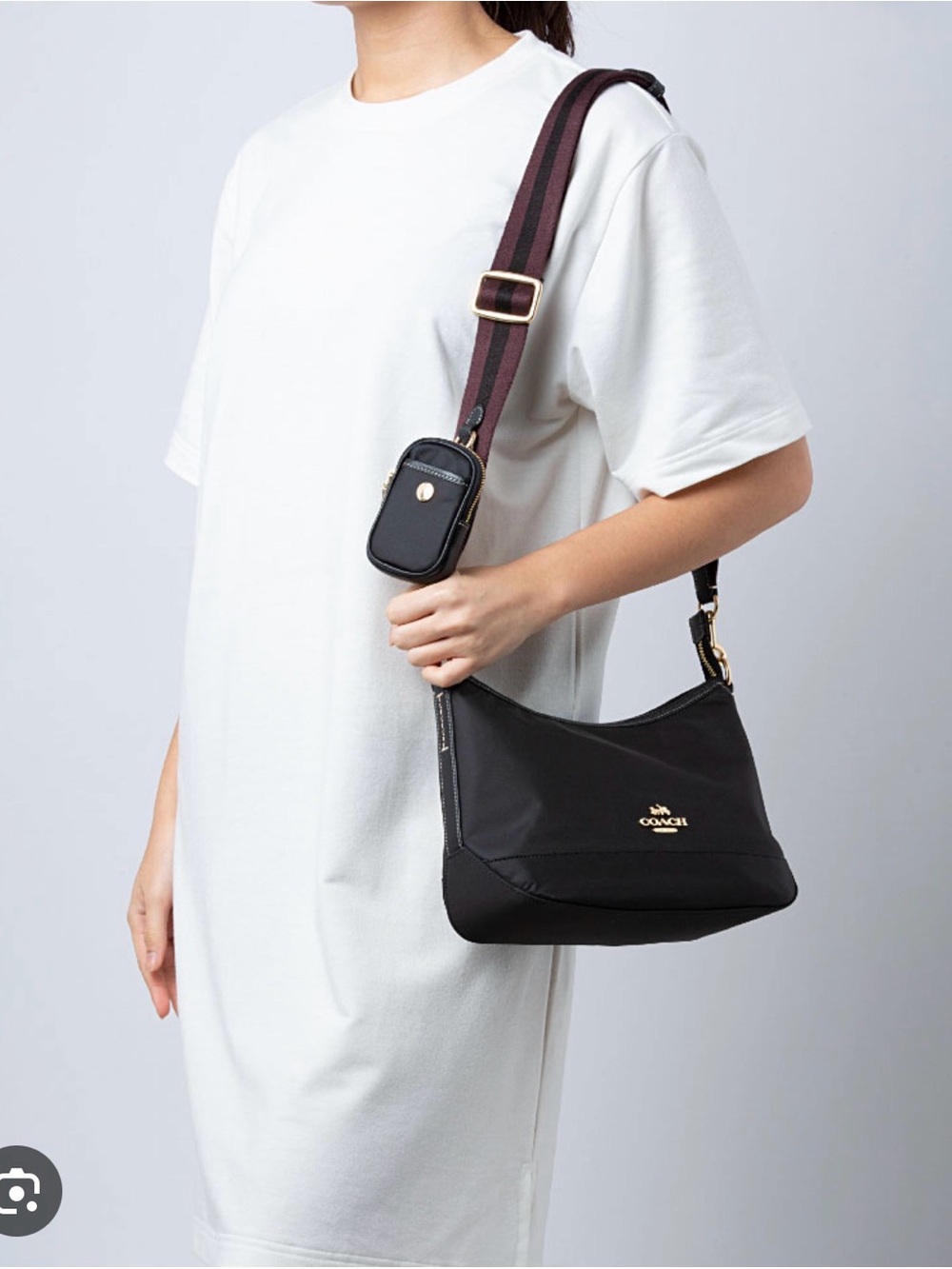 Coach 2025 Ellis black Nylon cross body Bag with Gold Hardware